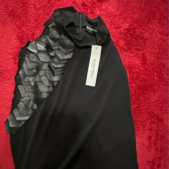 NEW Women’s Black Body-Con Faux Leather Scale Long Sleeve Dress - Picture 8 of 8